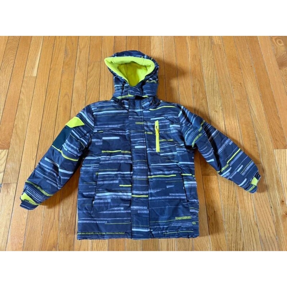 Chaps boys Sz 5/6 Hooded Winter Gray Full Zip Up Jacket Coat